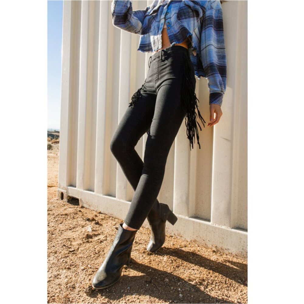 JUDY BLUE HI-RISE SIDE FRINGE SKINNY JEGGING - Picture 7 of 7